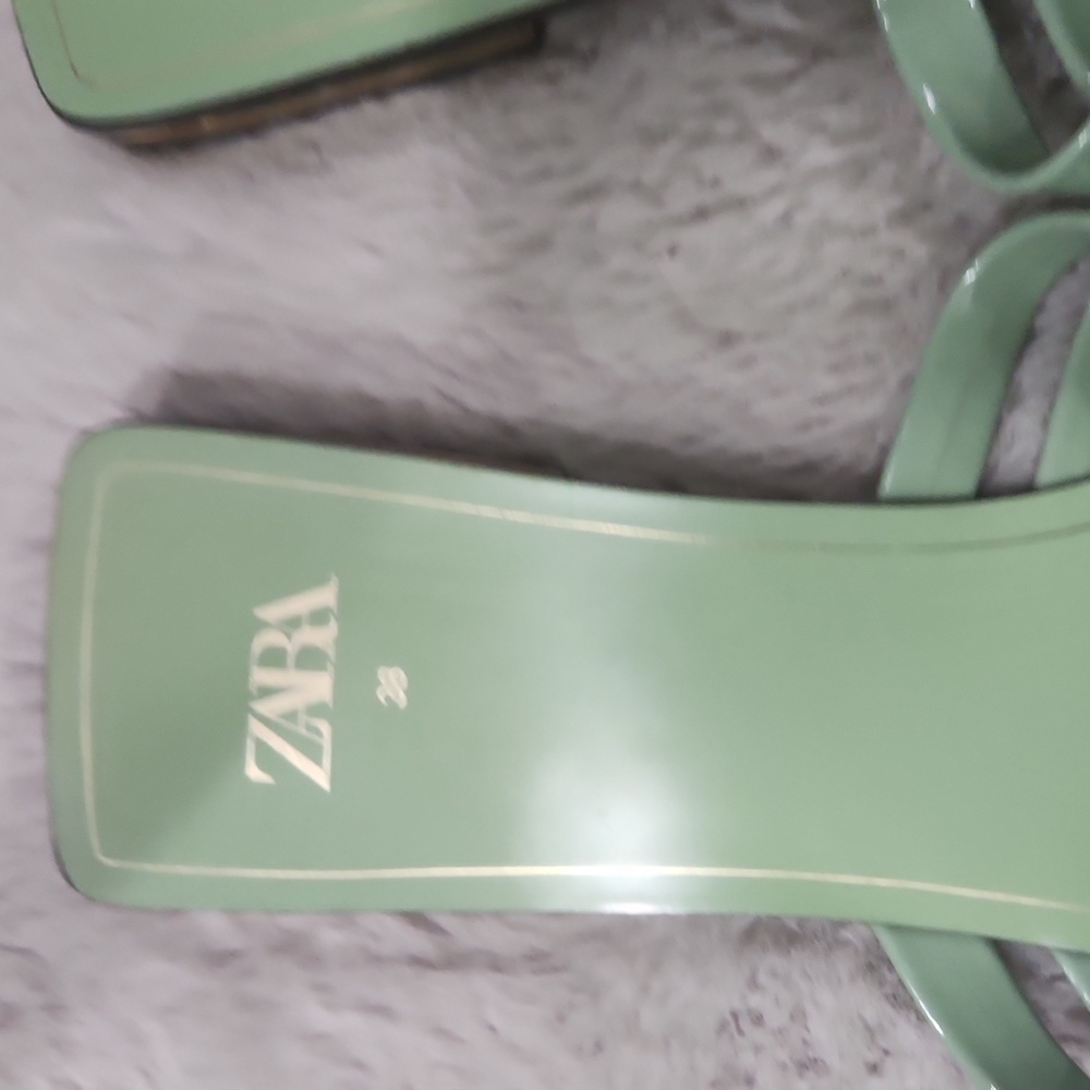 Zara Green Woven Sandals Size 8 - Picture 5 of 8
